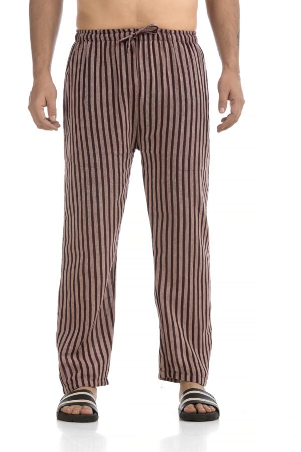 HALLUCINATION Pure Handloom Cotton Pyjama for Men, Soft Eco-friendly One Size for Waist 28 to 34 inches, Casual Lounge Wear Khadi Cotton Pajama Pant_maroon_striped