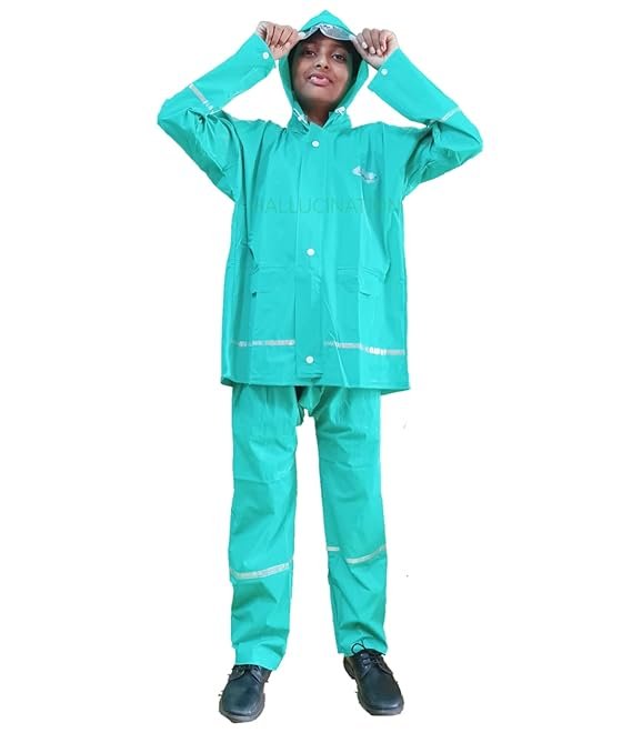 Buy HALLUCINATION® rain coat for kids boys & girls online. Waterproof jacket + pant set with backpack cover & reflector strips. Soft PVC, safe, durable, perfect for school & outdoor play